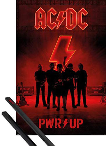 1art1 AC/DC Plakat | Bild (91x61 cm) Pwr Up + EIN Paar Posterleisten, Schwarz