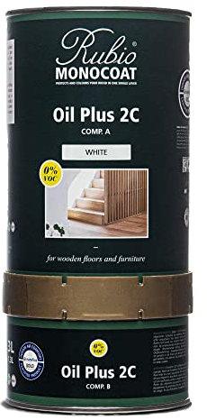 Rubio Monocoat Holzöl-Finish 52 m² - White | Oil Plus 2C | Schnell trocknendes, umweltfreundliches Leinsamen-Holzöl für den Innenbereich, inkl. Beschleuniger (Teil B) | Protector | 1,3L