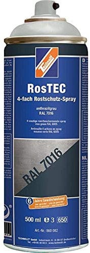 TECHNOLIT RosTEC 4-Fach Rostschutz RAL Spray 500 ml, Farbspray, Rostschutzspray, Korrosionsschutz, Grundierung, Farbe:anthrazitgrau