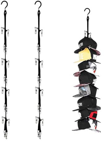 Peohud 2 Stück Cap Halter mit 16 Clips, Hut Organizer, Cap Rack, Baseball Kappen Aufbewahrung, Halter Verstellbar Tür Kappen Gestell Caps Halter Baseball Caps Organizer