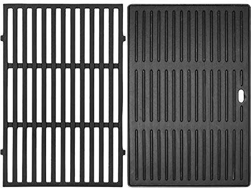 BBQ-PLUS 7638 44.1 cm Gusseisen Grillplatte und Grillrost Ersatzteile für Weber Spirit 300/310/320 Serie, Spirit 700, Genesis Silver Gold Platinum B/C, Genesis 1000-3500, Weber 900