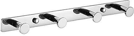 kuivoo Coat Hooks Wall Mounted, Stainless Steel Wall Coat Racks Towel Robe Key Hat Hook Clothes Rail Door Hangers with 4 Heavy Duty Hooks for Bathroom Kitchen Toile,Silver