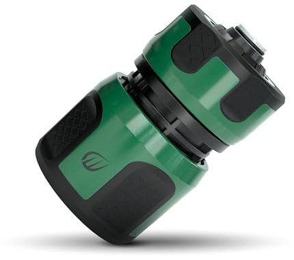 RASENWERK® - Gartenschlauch Steckverbinder mit Aquastop für 1/2 und 5/8 Zoll Schlauch - Wasserstop Premium Schlauchverbinder - Universeller Connector - 1 Stück