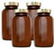 Nature Basics Vorratsdosen Glas Set - 4 x 400 ml - Braungläser mit Gewinde und dicht schließendem Aludeckel - zur Aufbewahrung von Lebensmitteln & Kosmetikartikeln - Luftdicht & Spülmaschinenfest