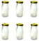 AuraHome VG ® Set of 6 Classic Mini Glass Milk Bottles with Gold lids - Funky, Retro Design - Great for Weddings, BBQ, Parties,Picnics, Events, Presentation or just taking milk to work ! 200ml