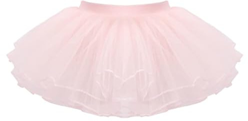 Tutu Skirt Girls Elastic Ballet Dance Skirts 4 Layers Tulle Tutus for Toddler Kid Children 5-7 Years（Pink/M）