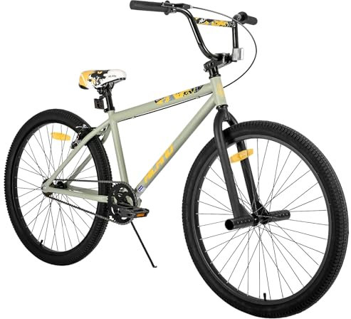 Hiland 24 Zoll Kinderfahrrad für Jungen und Mädchen, Jugendliche BMX, Freestyle, 2 Stahl Pegs, Kettenschutz, Freilauf Schwarz Grau