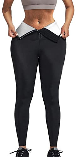 Gewichtsverlust Shorts Sauna Effekt Sporthose Abnehmen Hosen Laufhose Jogginghose Hot Thermo Sweat Schwitzhose Trainingshose Fettverbrennung Hose Hohe Taille Bauchkontrolle Bodyshaper (M,Weiß Lang)