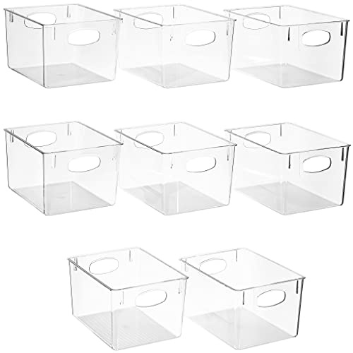 Sorbus Large Clear Plastic Storage Bins for Shelves, Clothes, with Handle - Clear Storage Bins, Drawer, Shelf, Closet, Pantry, Fridge, Freezer Organizer Bins, Closet Organizers and Storage (8 pack)