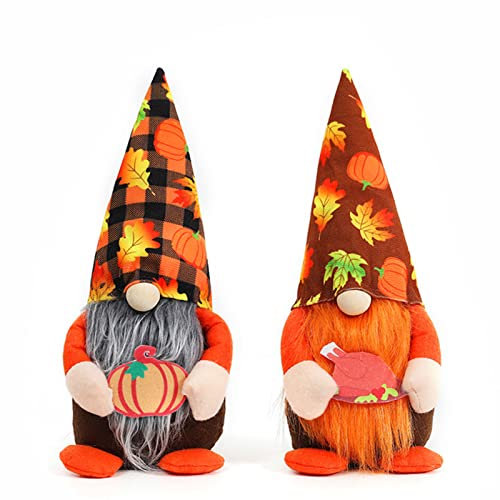 2 Stück Herbst Deko Wichtel Figuren Plüschpuppen Herbst Zwerg Figuren das Erntedankfest Zwerge Figuren Gesichtslose Puppe Plüsch für Haus,Garten Tisch Dekoration