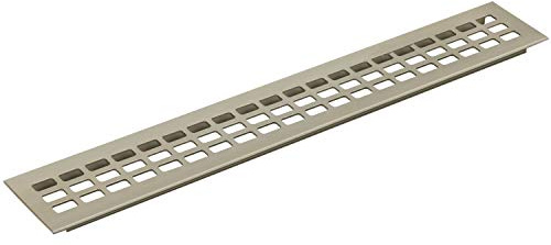 vasalat Lüftungsgitter Kühlschrank 600x80 mm, einsteckbares Lüftungsblech - auch für Kleiderschränke & Türen, Alu/Titan Edelstahl Effekt