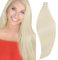RUNATURE Extensiones Adhesivas Pelo Natural 60 cm Extensiones de Cabello Adhesivas Rubio Platino Extensiones Cinta Adhesivas Pelo Humano Extensiones Pelo Liso Adhesivas 24 Pulgadas 20pcs/50g #60