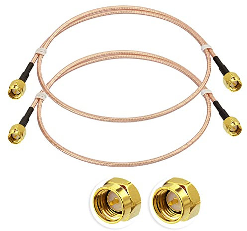 Superbat SMA Male to Male RG316 Cable 50cm WiFi Antenna Extension Cable 50ohm for GPS/3G 4G LTE Antenna, RTL-SDR USB Dongle, ADS-B Receiver, Ham Radio, WiFi Router, Network Analyzer 2Pcs