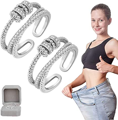JANSIO Triple Fidget Ring, JANSIO Dreifacher Zappelring, Feellief Triple Fidget Ring Cubic Zirconia Fidget Spinner Ring, Anti-Angst-Ring für Frauen (2Pcs-D)