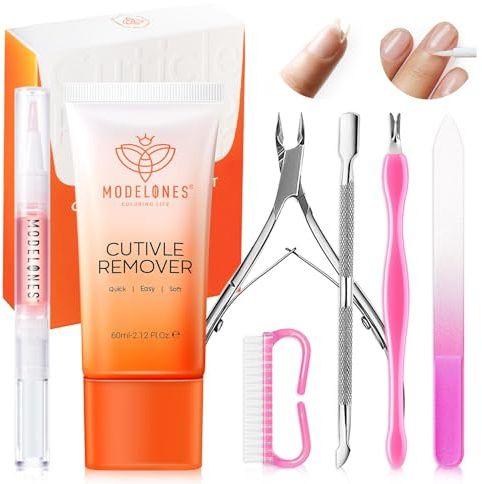 Modelones Cuticle Remover Kit Cuticle Remover Liquid & Cuticle Oil Cuticle Care Kit w/Cuticle Trimmer Cuticle Pusher & Cuticle Nipper for DIY Nail Manicure Removedor de Cuticula for Nail Care