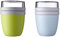 Mepal | Lunchpot Ellipse Mixed | Lemon Lime + Old Nordic Blue | Müslibecher to go | Unterteilung für Joghurt & Müsli | 500 ml + 200 ml | Geeignet für Gefrierschrank, Mikrowelle & Spülmaschine