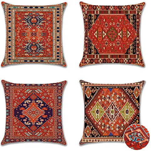 Ohok Wasserdicht Kissenbezug 45x45 cm, 4er Set Dekorativ Outdoor Kissenhülle Deko Sofakissen Couchkissen Zierkissenbezüge für Sofa Wohnzimmer Balkon Garten Auto (Böhmen)