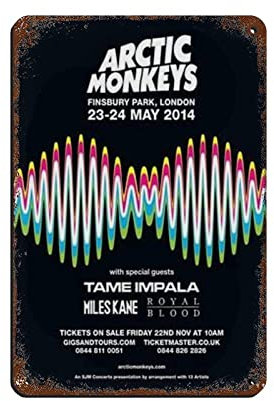 Monkeys AM Album Poster Arctic Music Cover (3) Retro Poster Metall Blechschild Chic Art Retro Eisen Malerei Bar Menschen Höhle Cafe Familie Garage Poster Wanddekoration 20 x 30 cm