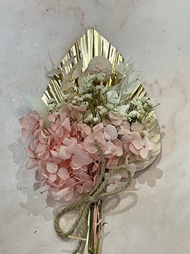 Dried Flower Cake Topper Spear Palm Bouquet (Pink and Gold)