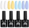 TOMICCA UV Nagellack Set, 4 Farben Weiß Gelb Cremiges Blau Sommer Gel Nagelfarben, UV Lampe Soak-Off UV/LED Schellack Nagellack, für Nagelstudio und DIY Maniküre zu Hause, 8ML