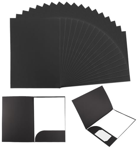 APACALI 20 Stück Präsentationsmappe a4 pappe, Kraftpapier Dokumentenmappe a4 Pappe mit Visitenkartenschlitz, Sammelmappe Unterschriftsmappe Mappe Karton für Dateien, Berichte, Schwarz