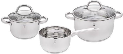 Gustav Voss 5-tlg. Edelstahl Kochtopfset VALENCIA induktionsfähiges Topfset mit Literskala spülmaschinengeeignet