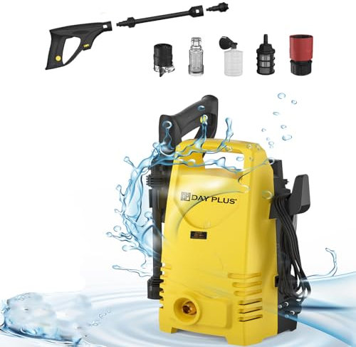 Hochdruckreiniger 1100 W, Hochdruckreiniger für Zuhause, Hochdruckreiniger für Garten oder Auto, Max Druck 55Bar, Max Durchflussrate 5L/min, Hochdruckschlauch Reichweite 7 m