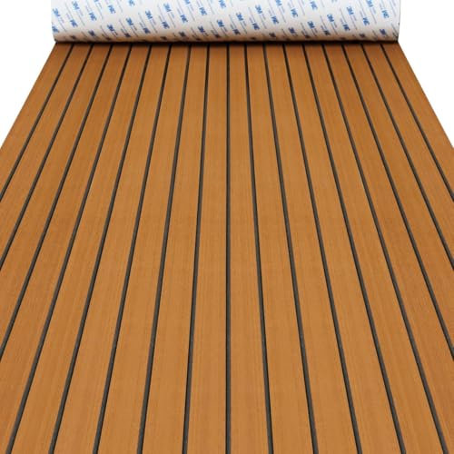EVA Foam Boat Flooring - Waterproof Non-Slip Marine Decking with 3M Adhesive, 94''x35''/23'' Faux Teak Sheet | Camo Blue Sea Deck Flooring Mat for Jon Boats, RV Floor, Dock & Swim Platform
