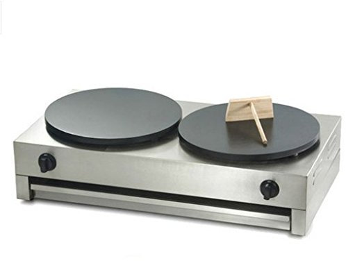 SmPinnaA Crêpière Commerciale À Gaz Gpl À Double Plaque De 40Cm, Machine À Crêpes Antiadhésive, Plaque Chauffante