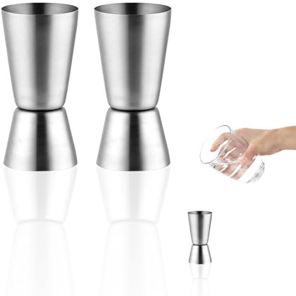 LILIKAI 2 Misurini da cocktail in acciaio inox, Argento, 20/40 ml