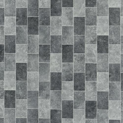 Dark Grey Vinyl Flooring Sheet Stone Effect Lino Flooring Anti Slip Felt Backed Floor For Kitchens, Bathrooms & Hallways (Merevale Abbey, Sample)