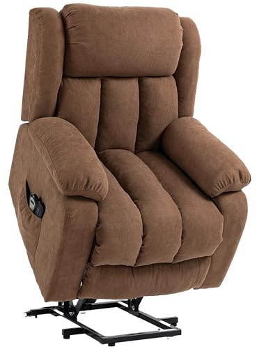 DecHome - Poltrona Relax Alzapersona con Telecomando Massaggiante e Reclinabile in Tessuto 91x93x103 cm Marrone
