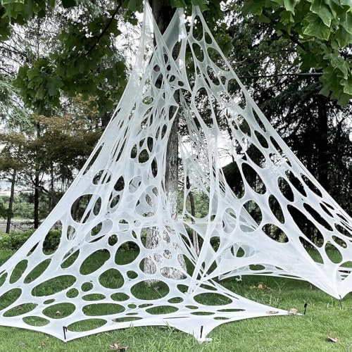 Maxee 100 x 410 cm Dekoration Dehnbares Rindernetz Halloween Spinnennetz Gruselige Spukhaus Dekoration für Outdoor Partyzubehör, Garten