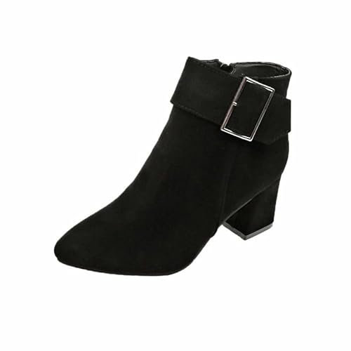 Generico Scarpe Bianche Donna Scarpe Senza Lacci Donna Stivali con Cerniera Laterale Minimalista per Stivaletti da Donna Stivaletti Corti Scarpe Singole per La Sportive Scarpe Donna (Black, 38)