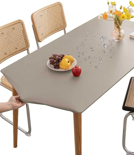 Mateju Tischdecke Abwaschbar Rechteckig 90x150cm, Outdoor Lotuseffekt PVC Gartentischdecke, Elastisch Wischbare Gummiband Tischdecke, Tischtuch Kratz-Schmutzabweisend