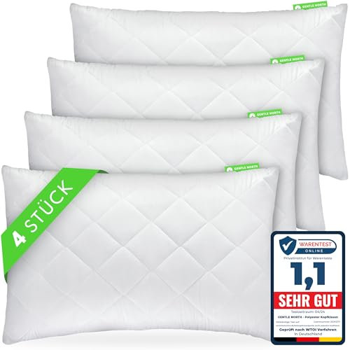 Gentle North Kopfkissen (50x60 cm groß) - 4er Set Kissen für Bett und als Dekokissen - Mit Reißverschluss für Füllung - Sofakissen - Zierkissen für Couch und Sofa - Ökotex - Waschbar bis 60° - Weiß