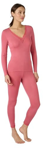 Damart - T-Shirt Dentelle Manches Longues Thermolactyl Sensitive Femme Rose Taille 38-40 (S)