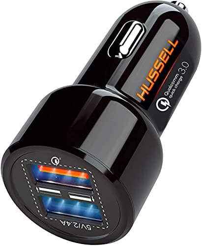 Car Charger Adapter - 3.0 Portable USB Fast Charge Technology & Dual Ports -Car Phone Charger Aluminium Alloy Shell- Compatible iPhone, Android, Tablet or Other USB Device(30W / 5.4A)