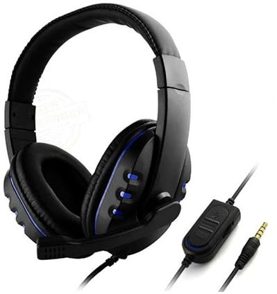 Mr.Gadget's Solutions Wired Gaming Headphones, Universal Compatibility, 2024 Model, Black/Blue | 3.5mm Wired Stereo Headphones with Noise-Canceling for PS4, PC, Laptop, and Mobile