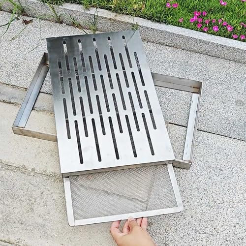 Tapa Desague Terraza Rejilla de Drenaje con Marco y Malla Metálica, Cubierta de Drenaje de Acero Inoxidable para Patio Exterior, Drenaje Francés Poroso para Garaje, para Filtrar Desechos(40x40cm(15 3/