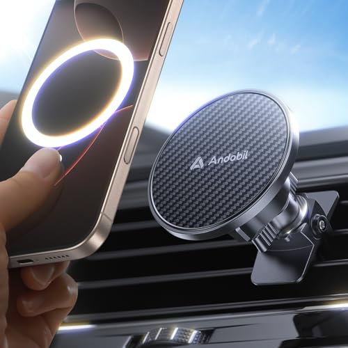andobil Handyhalterung Auto für MagSafe Autohalterung Lüftung[2025 Neueste Magnetfaserplatte] Magnet KFZ Handy Halterung [20xN55 Stärkste Magnete]für iPhone 16/15/14/13/12 Pro Max Plus Samsung Usw