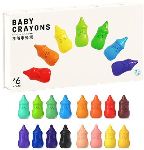 Wax Colouring Pencils, Palm Grip Crayons, Coloring Wax Pencils for , Bottle Shaped Paint Pencil Sticks, Easy Grip for Boys and Girls