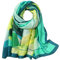 KAVINGKALY Femmes Soie Long Foulard Vert Cou Géométrique Couleurs Fraîches Châles Et Foulards(Pattern A)
