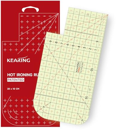 KEARING 20x10cm Metric Hot Hem Ruler - 2R 3R Muti-Seam Ironing Tool | Heat-resistant 20x10cm metric ironing ruler. Features 2R/3R round corners and multi-spec seam allowance lines