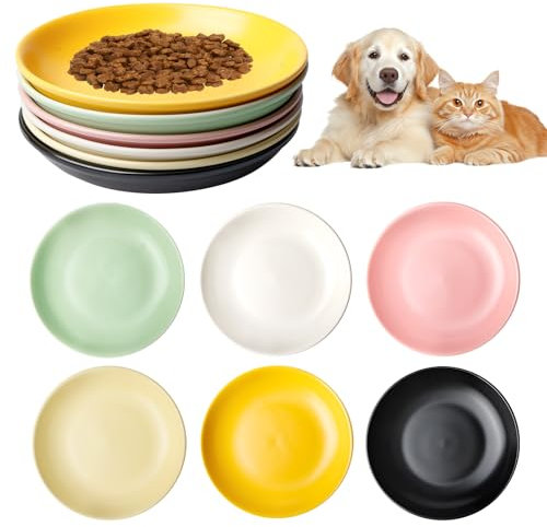 SUNOYA Katzennapf Keramik, 6-teiliges Set, Katzenteller aus Keramik, Futternapf Katze, 15x3 cm, Katzennäpfe, Katzen Fressnapf, Katzen Futternapf für Futter und Wasser