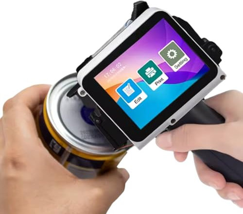 MENDUNER Handheld Tintenstrahldrucker, Handheld Drucker 12,7 mm Tintenstrahldruckmaschine für Barcode Datumsetiketten, Chargennummern, Unterstützt Mehrsprachige Materialien