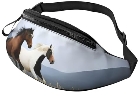 Modische Bauchtasche mit Pferdemotiv, Bauchtasche und Brusttasche, verstellbare Hüfttasche für Damen und Herren, sicherer Reißverschluss, leicht und kompakt, perfekt für Reisen, Sport, Wandern,