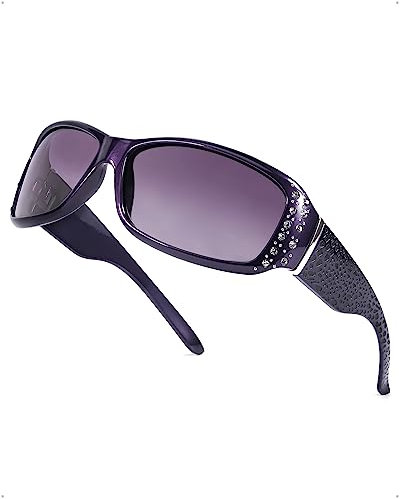 LVIOE Gafas de sol polarizadas grandes para mujer, con protección UV400, categoría 3, morado oscuro