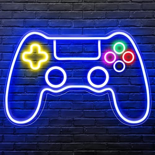 RuCvixkt Gamer Neon Sign Gamepad Shaped LED Neon Signs for Game Room Decor, Gaming zone light for Boys Room, Neon Gaming Sign for Wall Decor, USB Powered Gamer Gifts for Teens, Boys, Kids