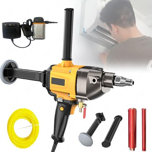 Brushless Drill Tool Set, 1800W Air Conditioner Hole Drilling Machine, with Water Pump&2pcs Drill Bits, 1250-2100r/min Three-speed Adjustment, Max Drilling Diameter 120mm, Wet/Dry, for Floor Drain